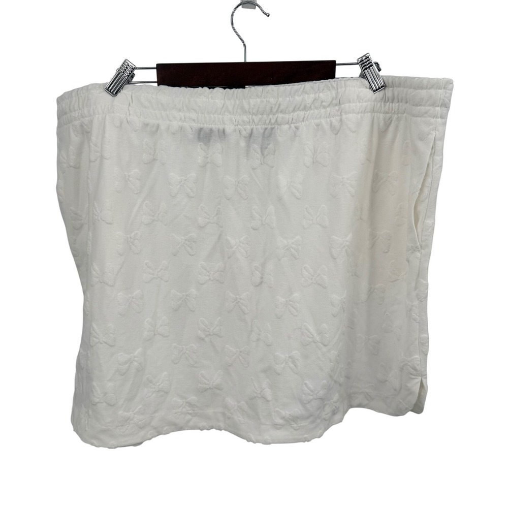 Disney Minnie Mouse Skort Womens XL White Embossed‎ Bow Textured Elastic Waist